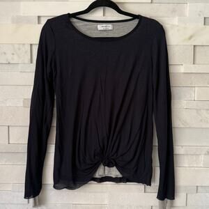 BAILEY 44 Long Sleeve Layered Crew Neck Knotted Stretchy T-shirt Navy Gray S